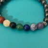 Elevate your style with the Chakra Bracelet adorned with Hematite Beads from KJsKrystals, LLC, a spiritually grounding and stylish gemstone accessory.