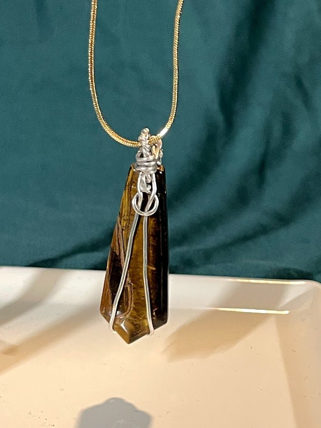 Tiger Eye Wire Wrapped Pendant